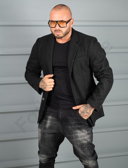 Sacou barbati sport-elegant pentru iarna-negru cod 25303-1