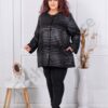 Palton maxi elegant cu efect stralucitoare si decoratie cu perle cod 3588