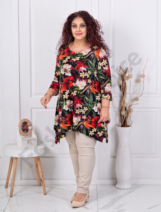 Tunica maxi in clos cu imprimeu flori multicolor cod 1432-1