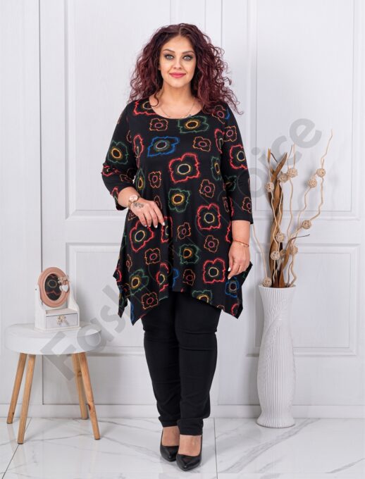 Tunica maxi in clos cu imprimeu flori abstracte cod 1432-3