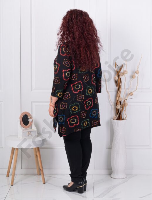 Tunica maxi in clos cu imprimeu flori abstracte cod 1432-3