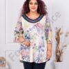 Tunica maxi cu maneca din sifon si imrpimeu hortensii cod 26003