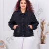 Geaca maxi din denim elastic cu broderie si pietricele-negru cod 7871