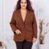 Sacou maxi elegant cu rever si doi nasturi-tutun cod 2609-12