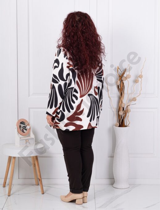 Sacou maxi elegant fara inchidere cu imrpimeu modern cod 26072-2