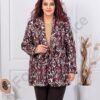 Sacou maxi elegant fara inchidere cu imrpimeu in degrade-bordo cod 26072-3