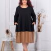 Rochie maxi eleganta cu bordur din piele-negru cod 8905