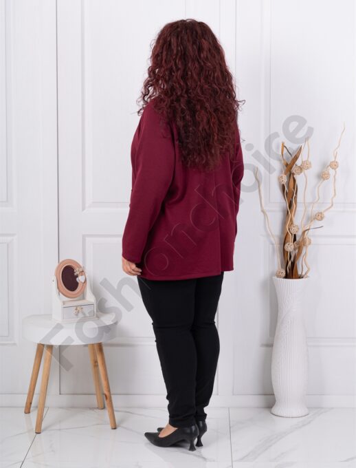 Sacou maxi sport-elegant cu rever dublu-bordo cod 24487-3