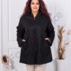 Jacheta maxi in clos din velur cu gluga-negru cod 3833