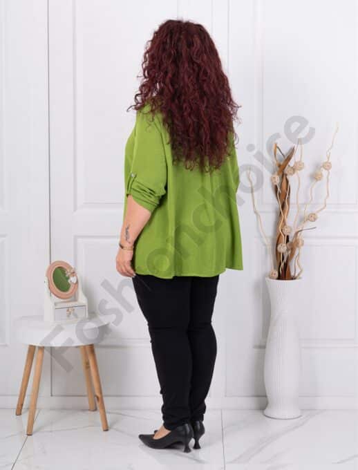 Camasa maxi eleganta cu guler si esarfa-masliniu cod 24481-1
