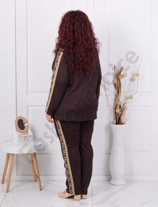 Compleu maxi sport-elegant din doua piese blazer si pantalon-ciocolata cod 1467-3