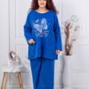 Compleu maxi cu imprimeu auriu Liberty-albastru regal cod 10097-3