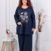 Compleu maxi cu imprimeu auriu Liberty-albastru inchis cod 10097-5