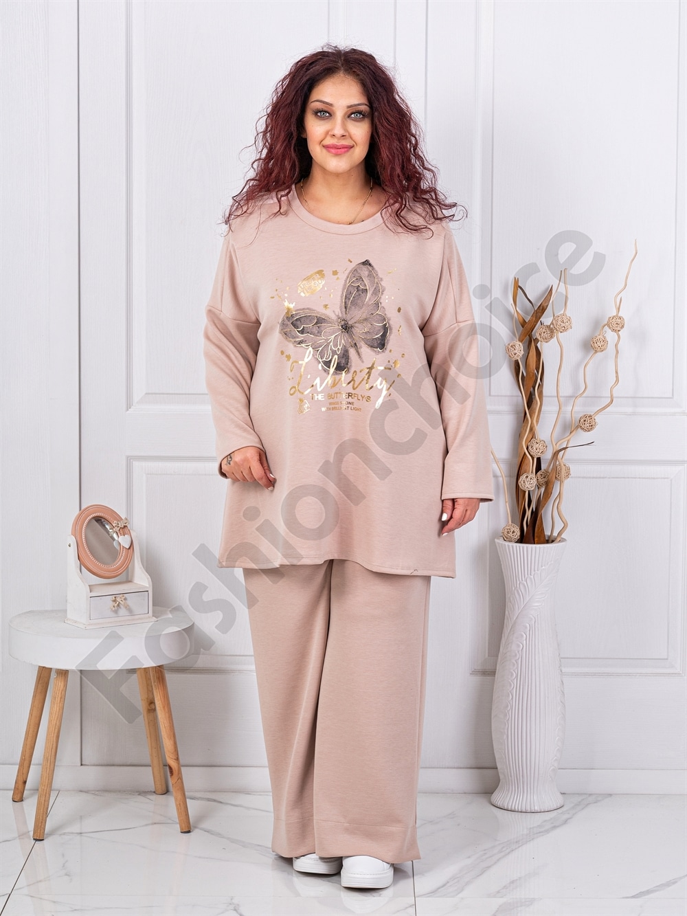 Compleu maxi cu imprimeu auriu Liberty-capucino cod 10097-4