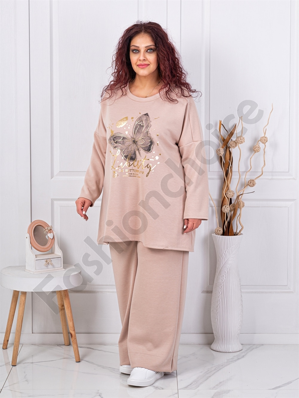 Compleu maxi cu imprimeu auriu Liberty-capucino cod 10097-4