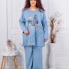 Compleu maxi cu imprimeu auriu Liberty-albastru deschis cod 10097-1
