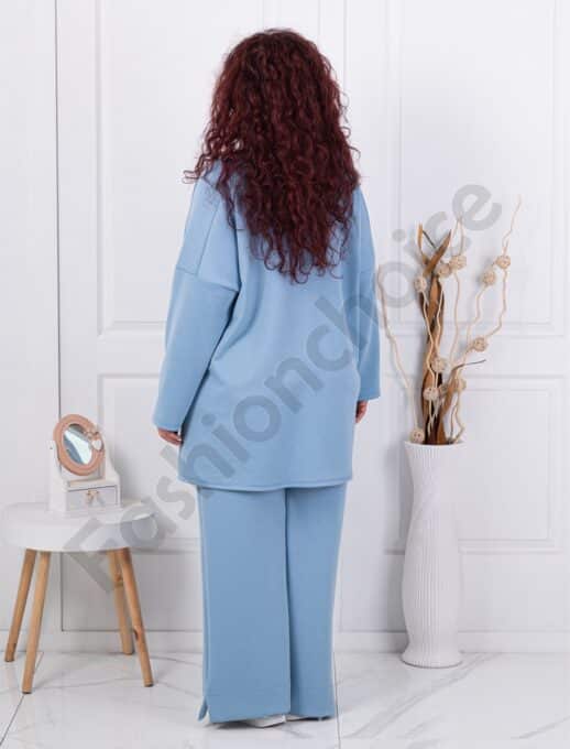 Compleu maxi cu imprimeu auriu Liberty-albastru deschis cod 10097-1