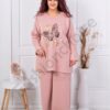 Compleu maxi cu imprimeu auriu Liberty-pudra cod 10097-2