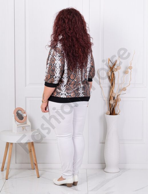 Jacheta maxi cu imprimeu animal si decoratie cu paiete cod 6274