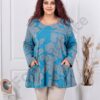 Tunica maxi in clos cu imprimeu abstract si buzunare-albastru cod 13069-4