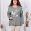 Tunica maxi cu aplicatie fluturi din paiete si pietricele-kaki cod 8260-2