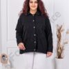 Geaca maxi tip camasa din denim subtire cu broderie englezeasca-negru cod 5108