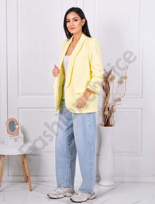 Blazer de dama cu maneci suflecate-galben dechis cod 10207-10