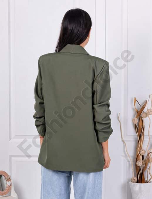 Blazer de dama cu maneci suflecate-kaki cod 10207-13