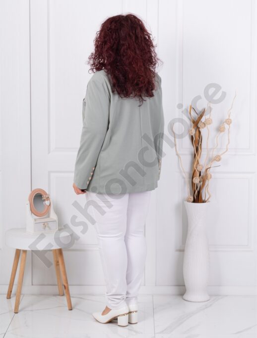 Sacou maxi elegant cu rever dublu-kaki cod 4137-6