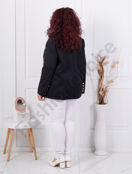 Sacou maxi elegant cu rever dublu-negru cod 4137