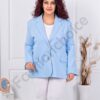 Sacou maxi elegant cu rever dublu-albastru deschis cod 4137-4