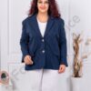 Sacou maxi elegant cu rever dublu-albastru inchis cod 4137-2