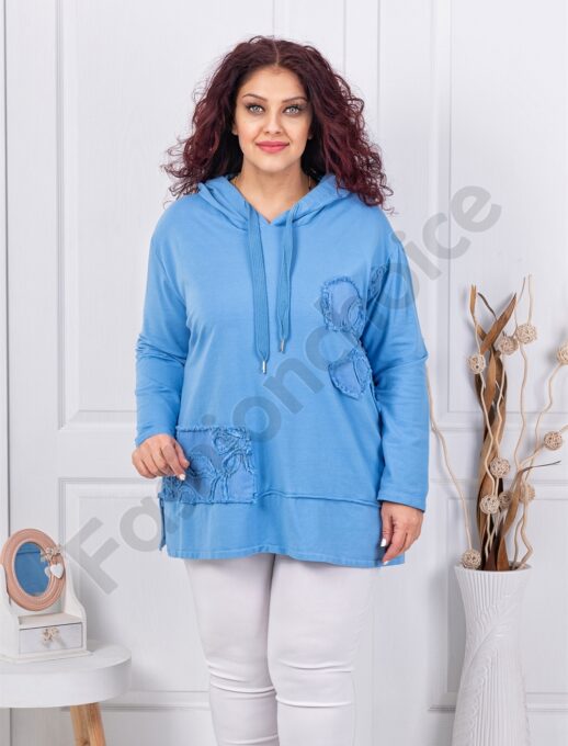 Tunica maxi sport-elegant cu aplicatie si gluga-parlament cod 11577-3