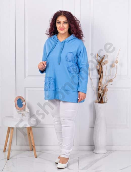 Tunica maxi sport-elegant cu aplicatie si gluga-parlament cod 11577-3