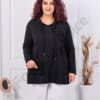 Tunica maxi sport-elegant cu aplicatie si gluga-negru cod 11577