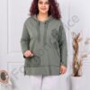 Tunica maxi sport-elegant cu aplicatie si gluga-kaki cod 11577-4