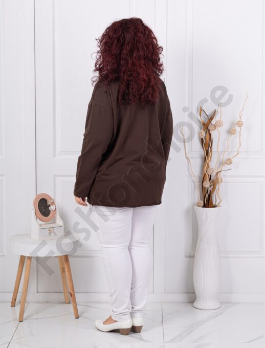 Tunica maxi cu buzunar si bordur din broderie-ciocolata cod 11510-4