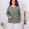 Tunica maxi cu buzunar si bordur din broderie-kaki cod 11510-1
