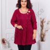 Tunica maxi eleganta din material in relief cu brosi-bordo cod 1481-1