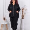 Compleu maxi cu design modern si gluga-negru cod 11350
