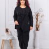 Compleu maxi cu design asimetric si aplicatie-negru cod 11600