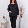 Compleu maxi cu aplicatie 3D si pietricele-negru cod 24475
