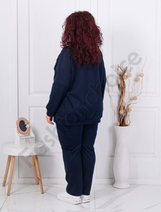 Compleu maxi cu aplicatie 3D si pietricele-albastru inchis cod 24475-4