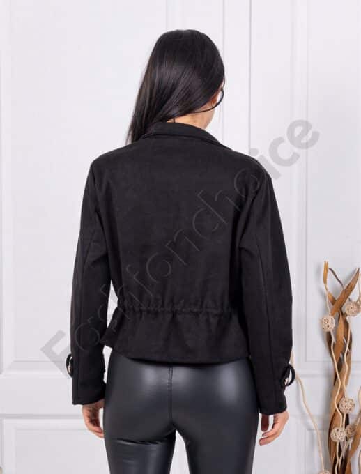 Geaca de dama din velur cu guler-negru cod 1653