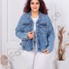 Geaca maxi din denim cu decoratie din capse si pietricele-albastru cod D7643-1