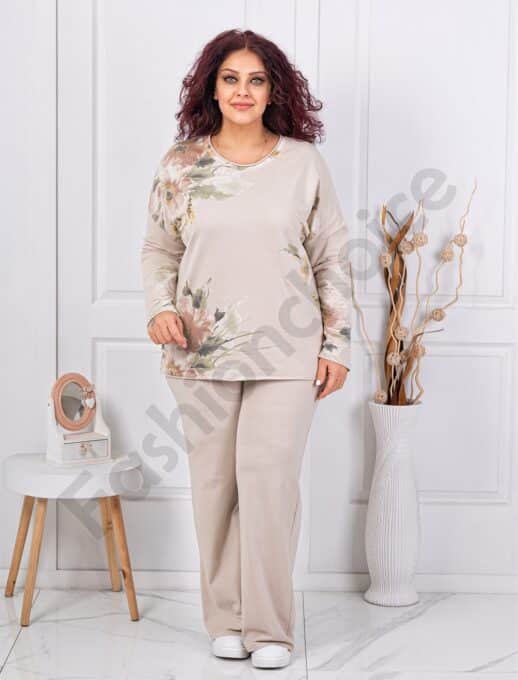 Compleu maxi cu imprimeu floral-capucino cod 261240-1