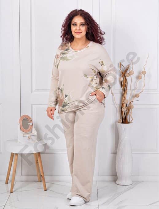 Compleu maxi cu imprimeu floral-capucino cod 261240-1