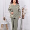 Compleu maxi cu imprimeu floral-kaki cod 261240-6