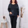 Compleu maxi cu imprimeu floral-negru cod 261240