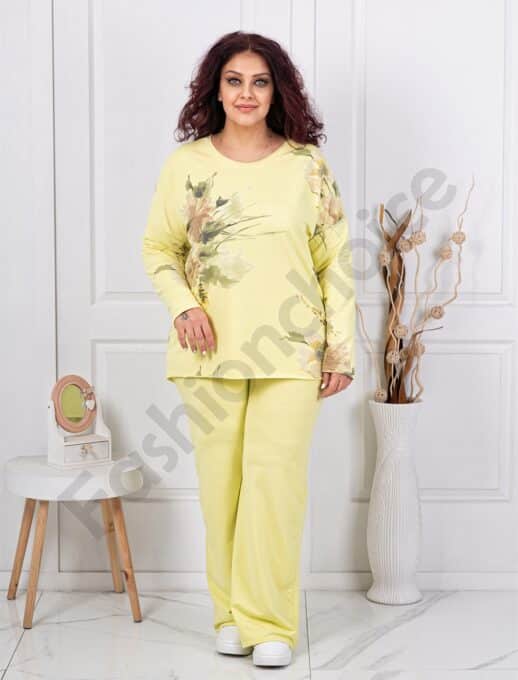 Compleu maxi cu imprimeu floral-galben cod 261240-7